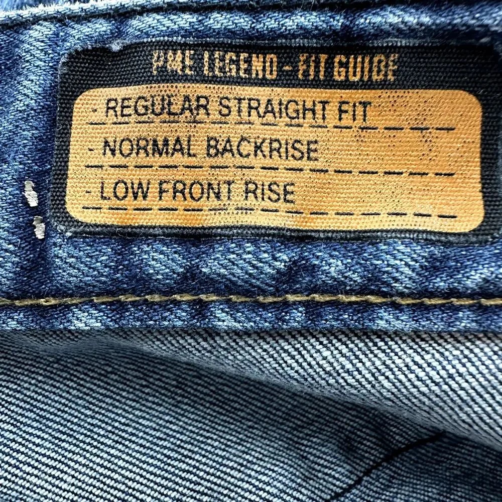 PME Legend Aviator Straight Leg Jeans Low Rise Ankle Classic Denim Blue 34x32